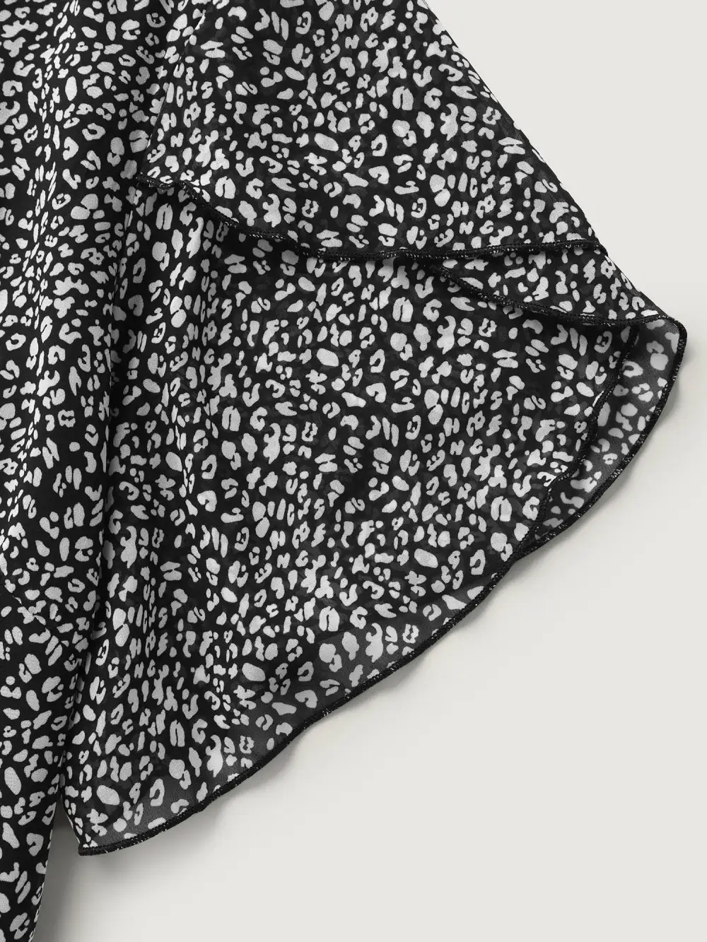 Leopard Print Petal Layered Sleeve Blouse