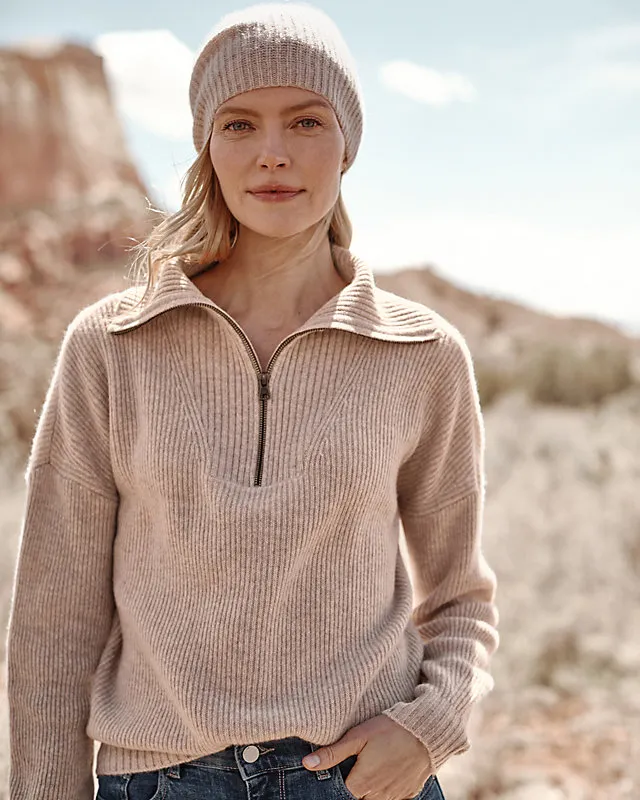 Washable-Cashmere Half-Zip Sweater