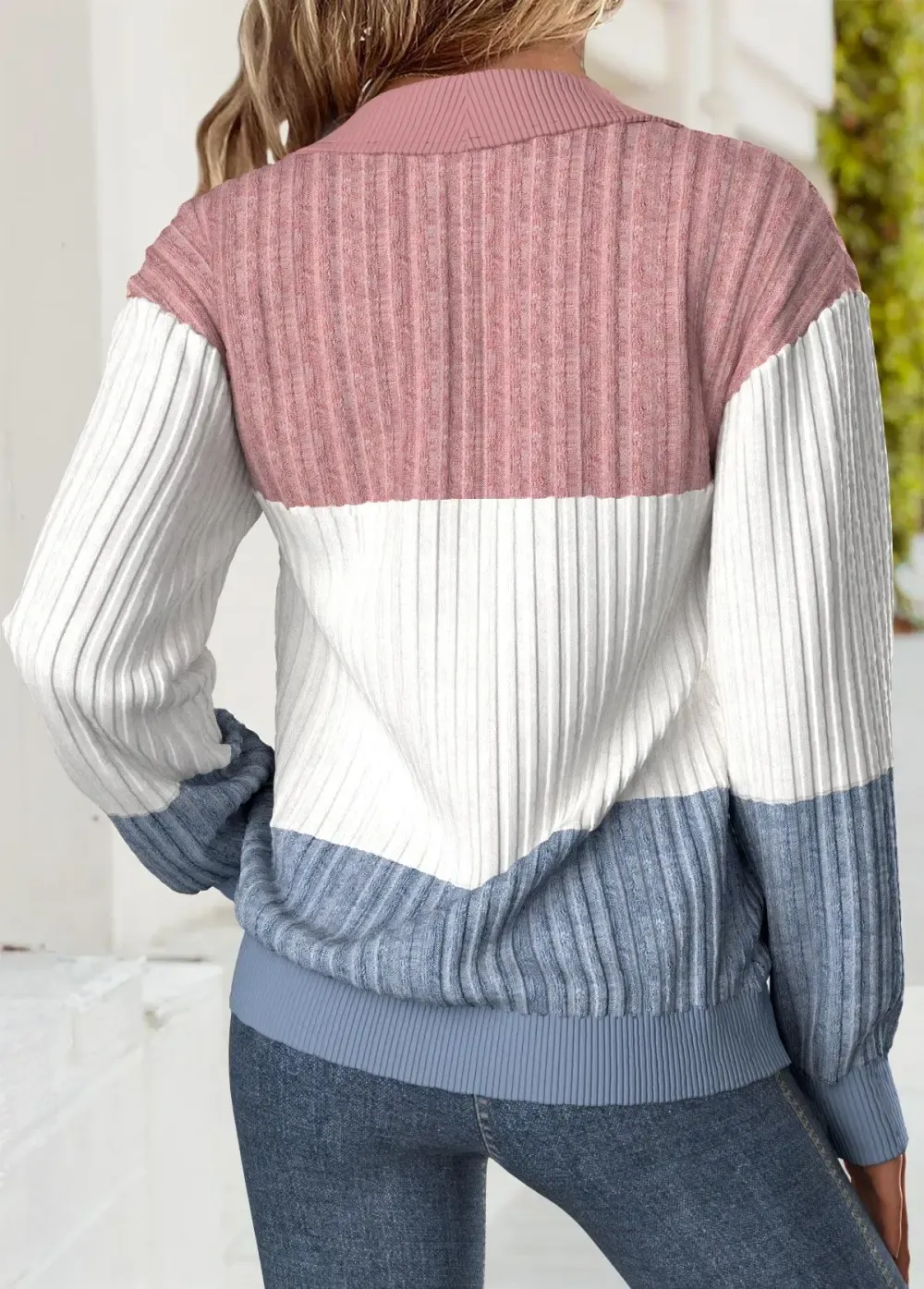 Multi Color Tummy Coverage Long Sleeve Sweatshirt