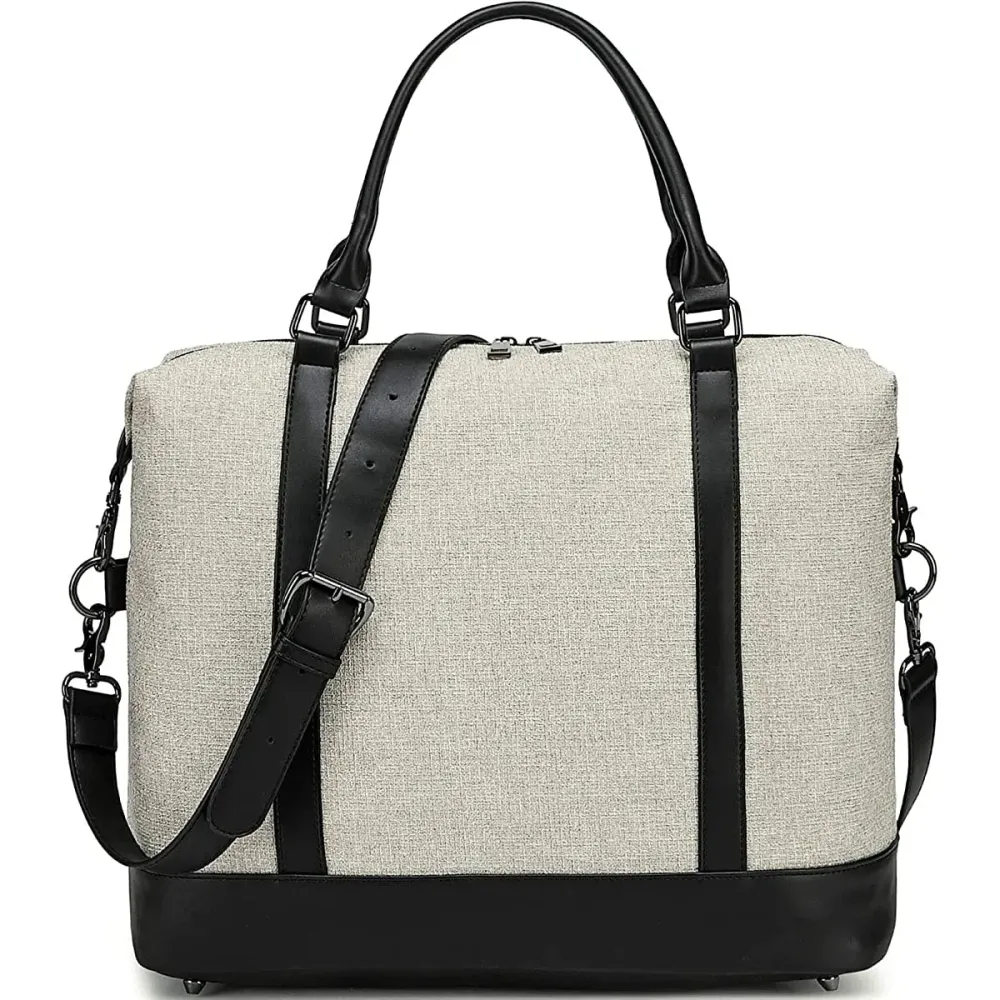 Ladies Canvas Weekender Bag Overnight Carry-on Tote Duffel in Trolley Handle