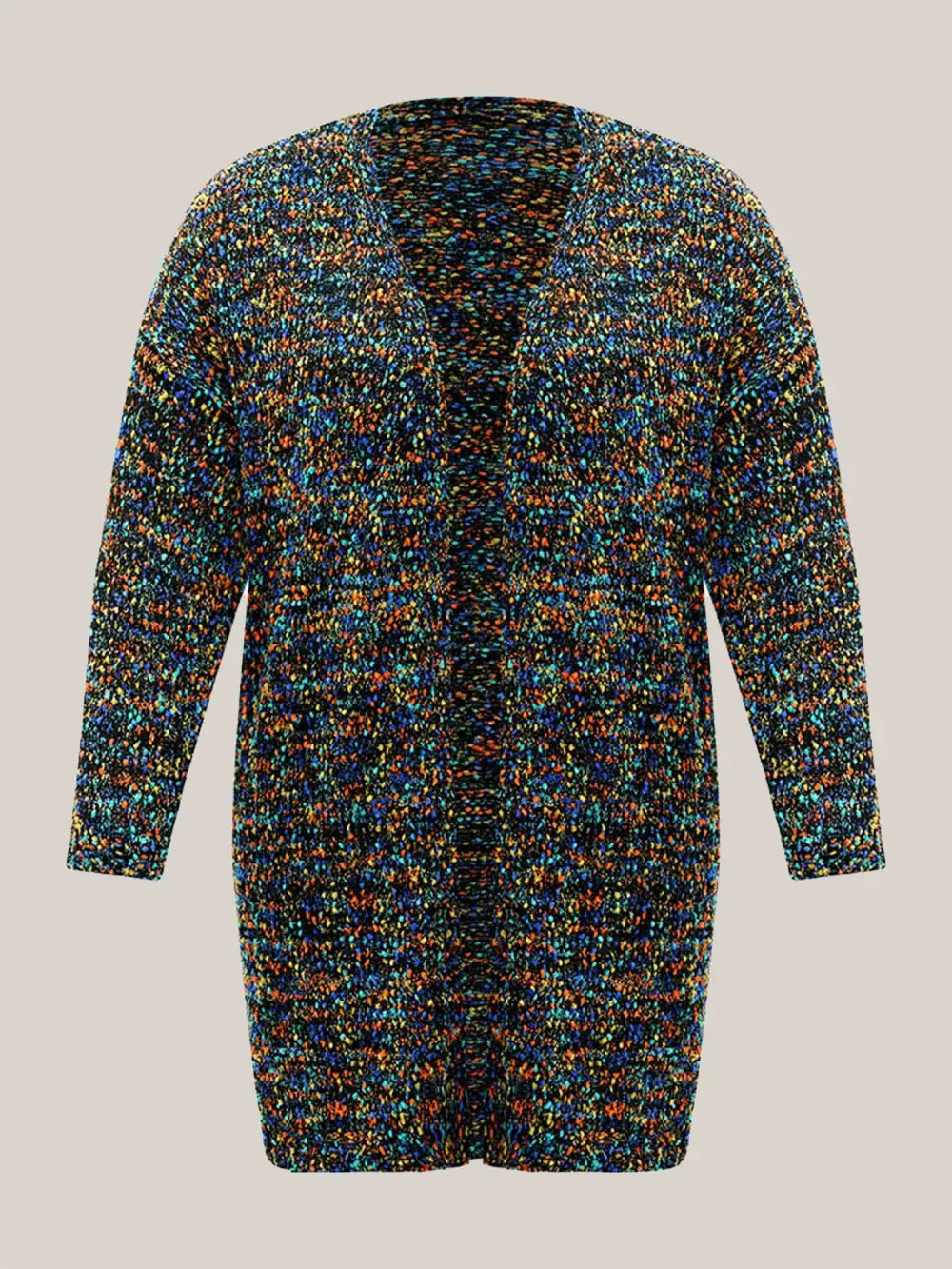 Color Textured Open Front Cardigan
