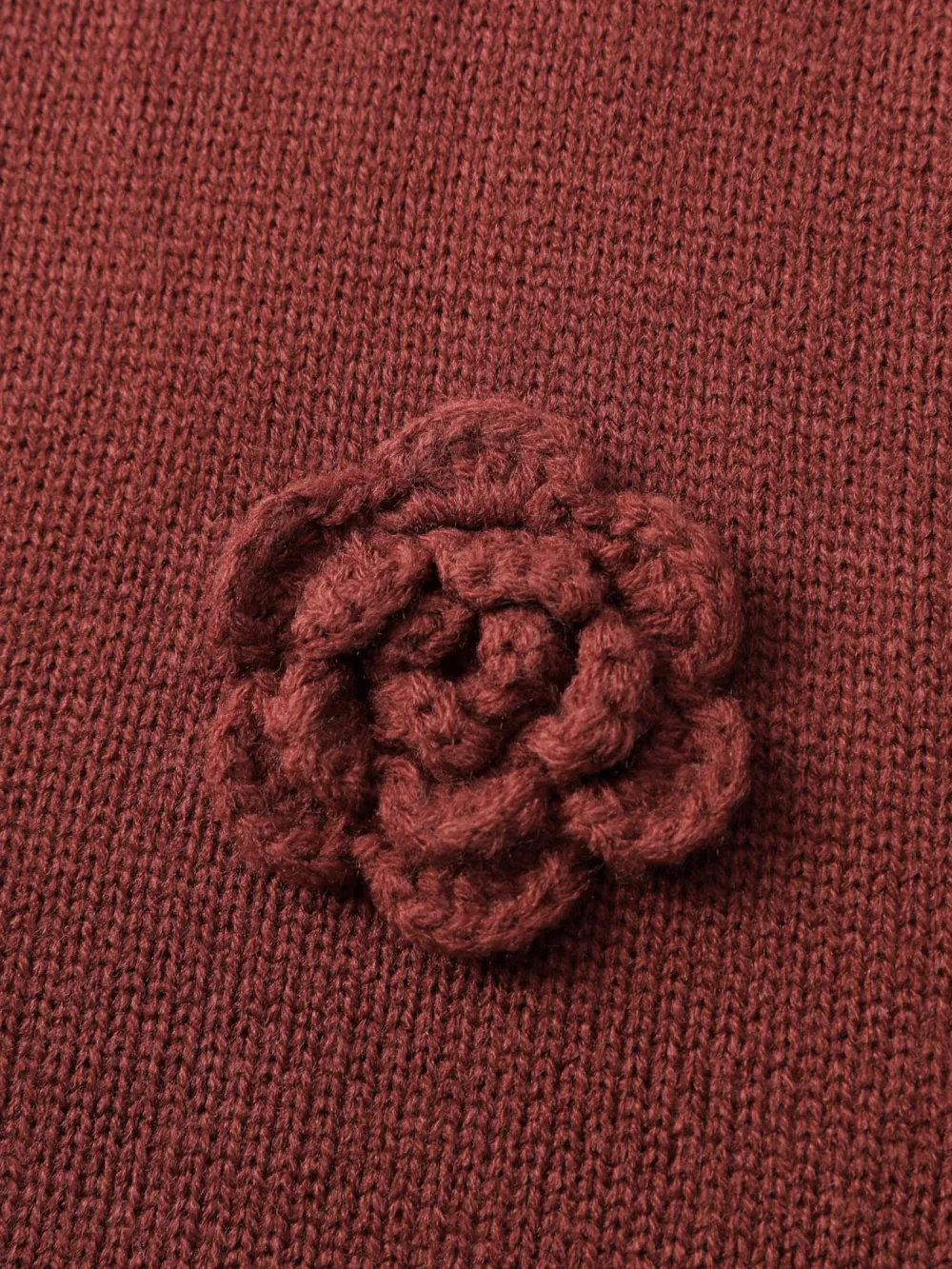 3D Floral Pattern Round Neck Knit Cardigan