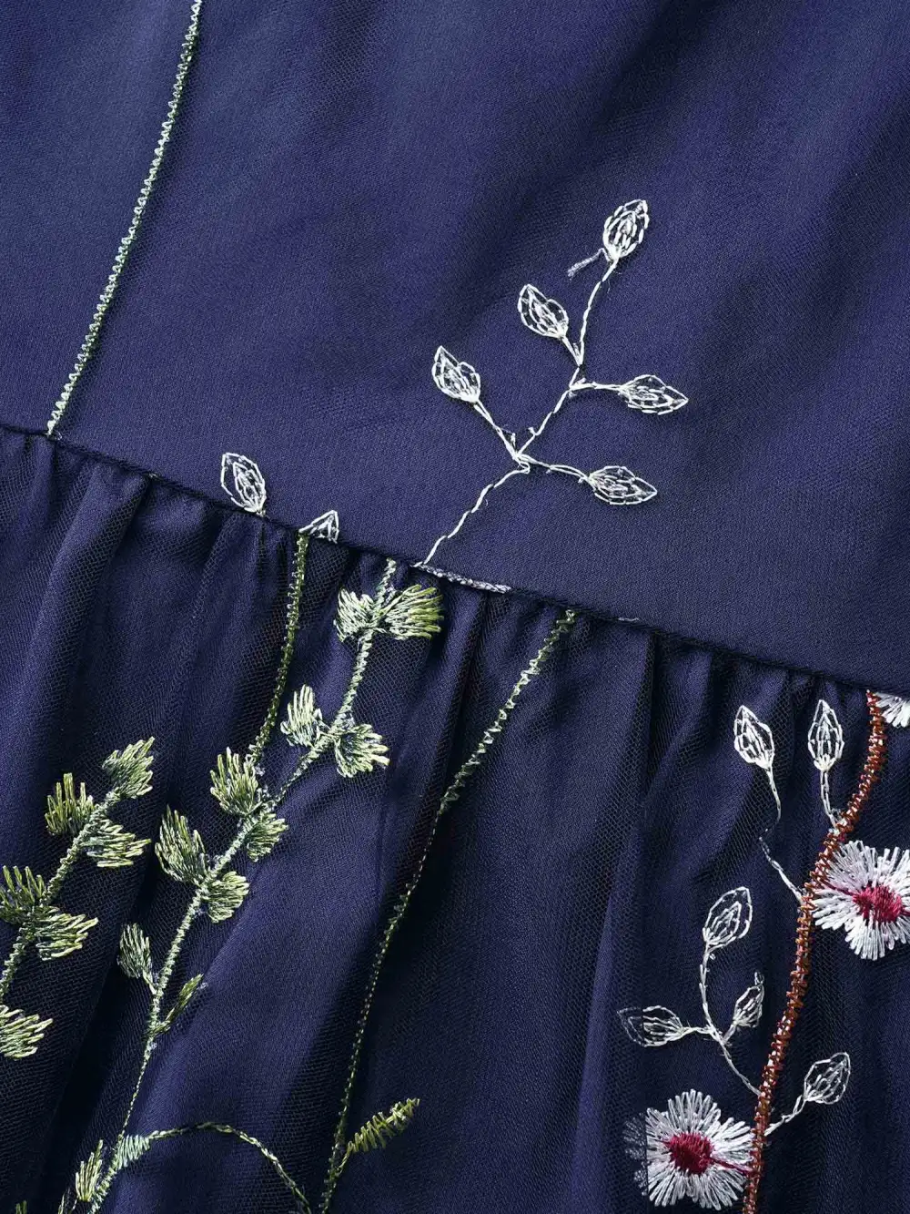 U Neck Floral Embroidered Mesh Cami Dress