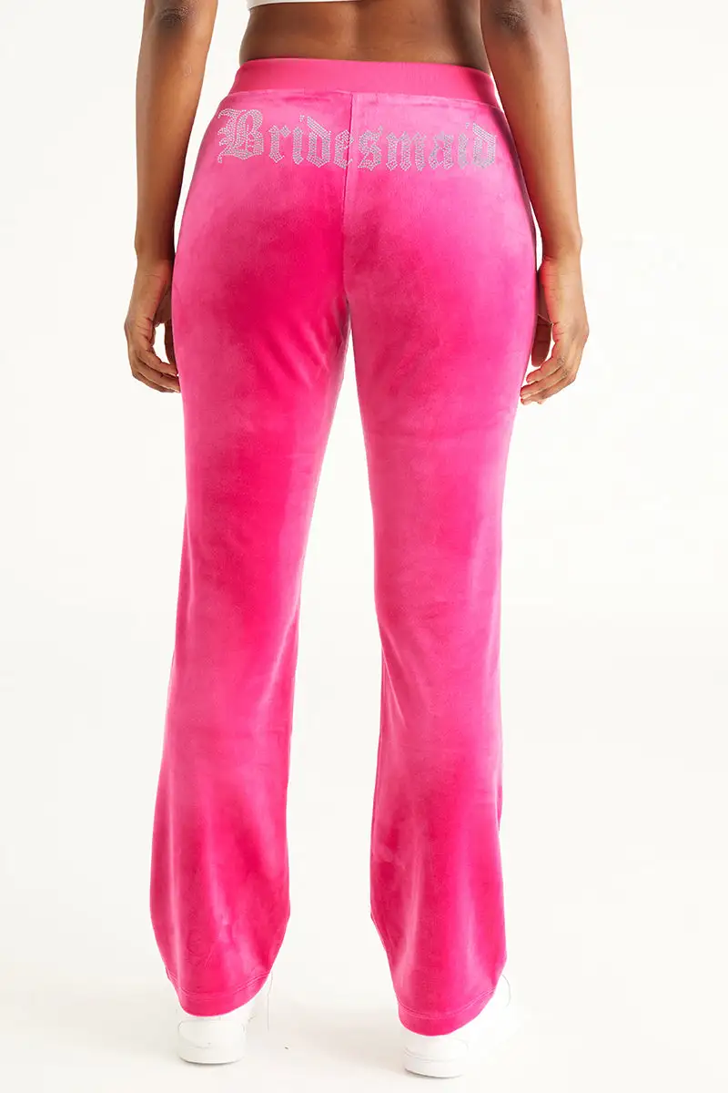 Bridesmaid Big Bling Velour Track Pants