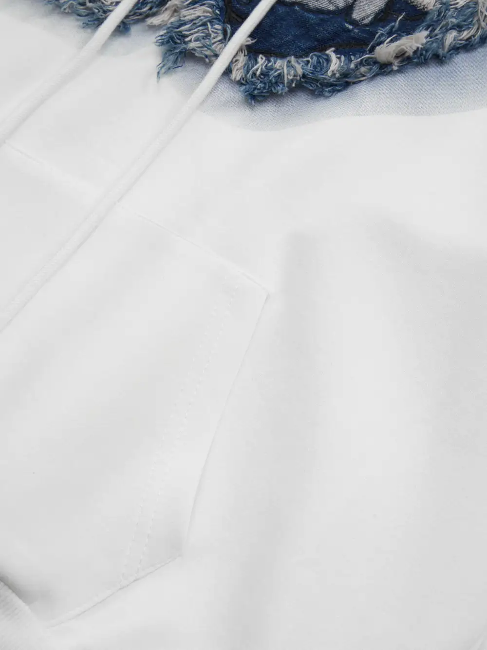 Raw Edge Embroidered Patch Graphic Hoodie