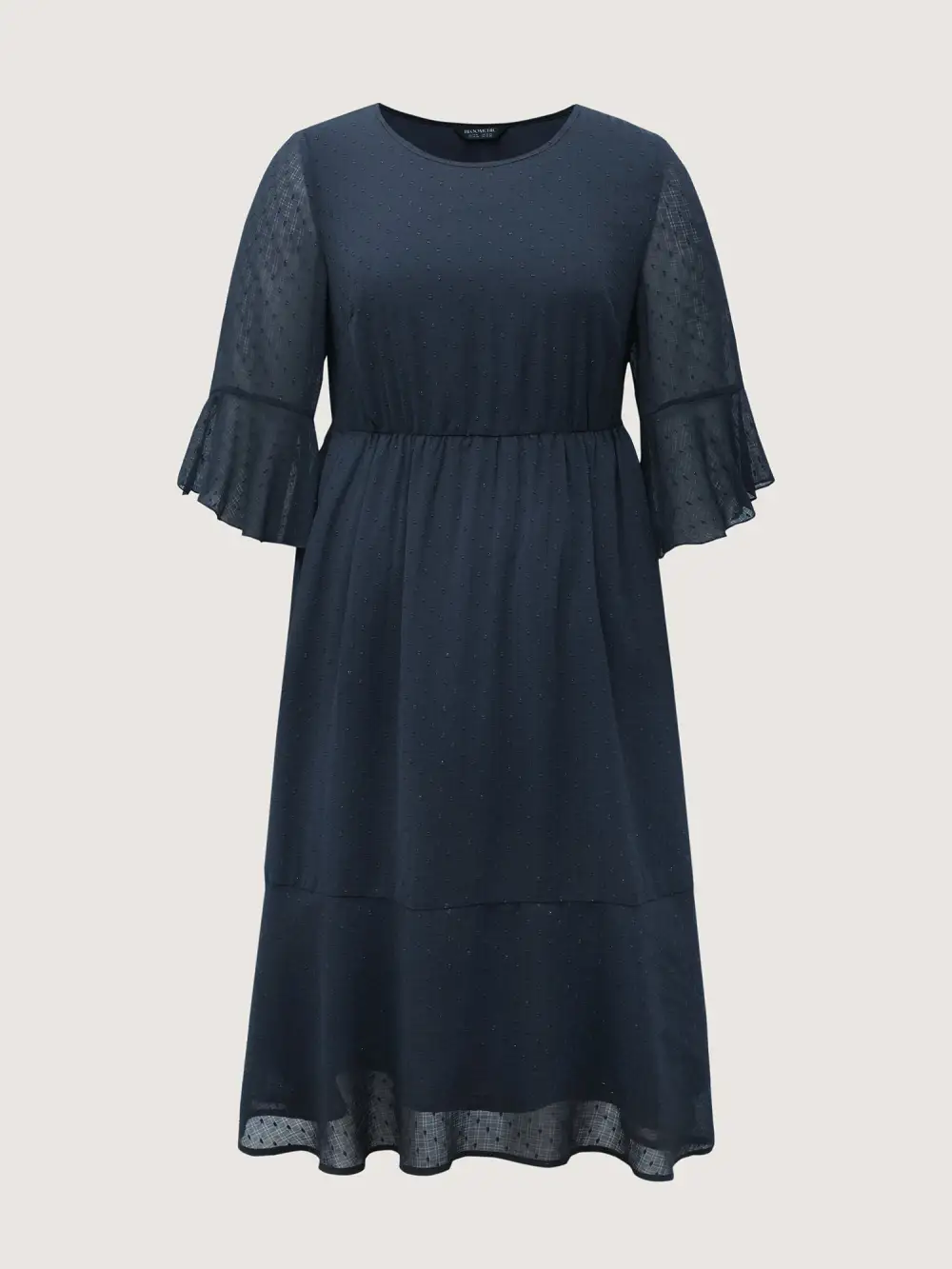 Textured Ruffled Sleeve Sheer Maxi Dress