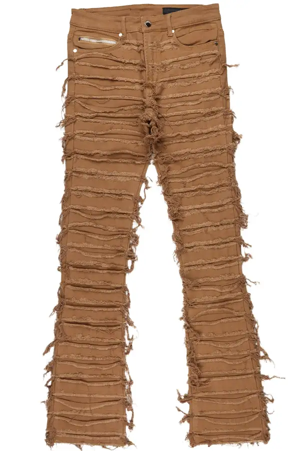 Kunno Beige Stacked Flare Jean