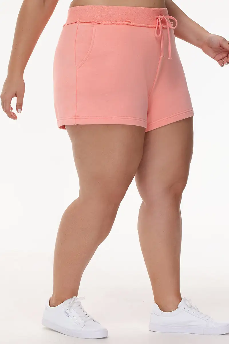 Plus-Size French Terry Embroidered Shorts