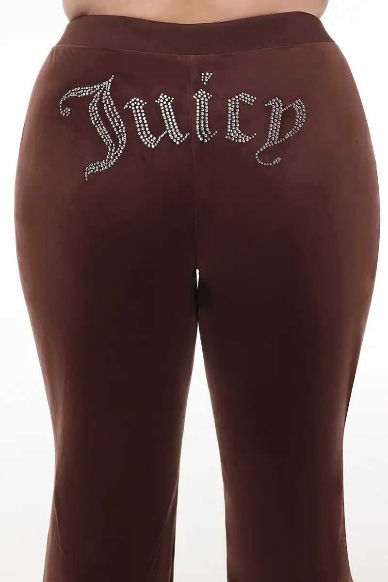 Plus-Size OG Big Bling Velour Track Pants