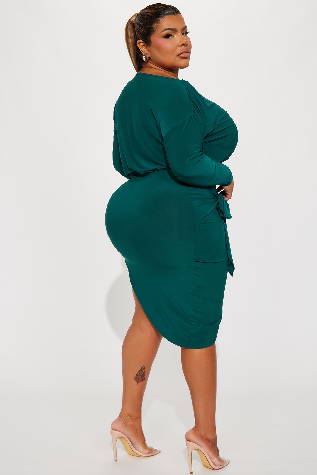 Karen Tied Up Midi Dress - Green