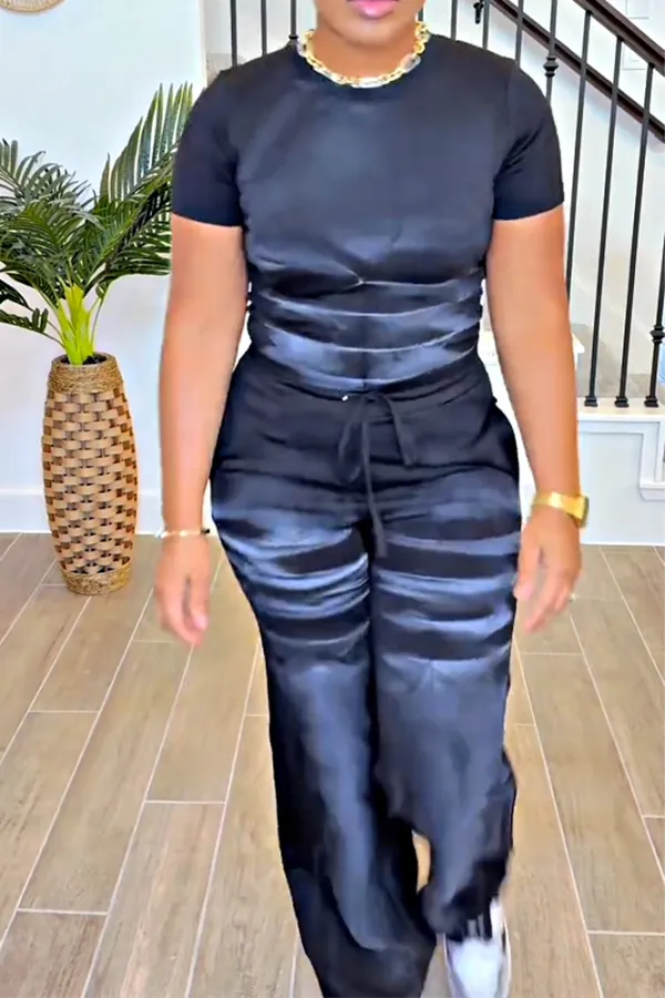 Women's gradient color short sleeved and pants two-piece set
