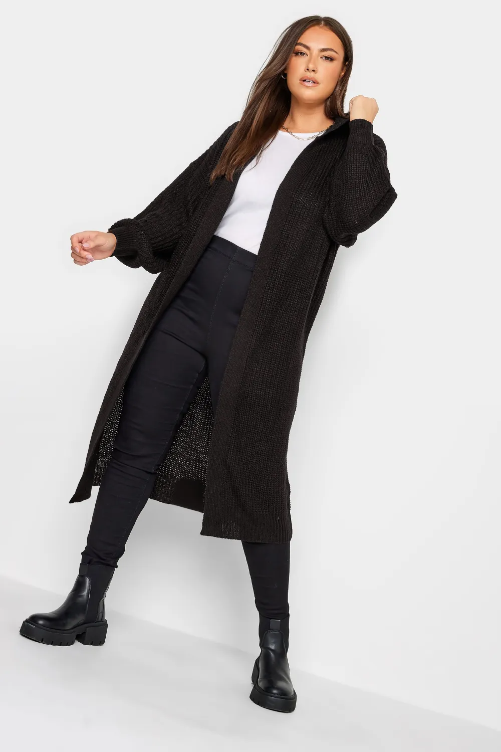 YOURS Curve Khaki Green Hooded Longline Cardigan