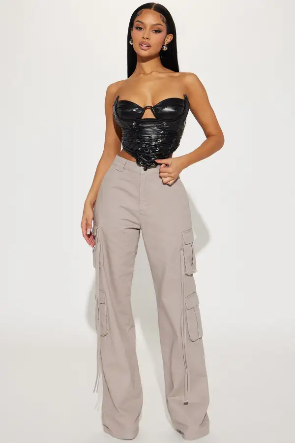 Keep Up With Me Faux Leather Corset - Black