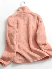 Women's Sherpa Jacket Comfortable Breathable Zipper Pocket Casual Plain Vacation Street Casual Daily Wear Zipper Regular Stand Collar Regular Fit Long Sleeve Outerwear White Pink Blue Spring Fall