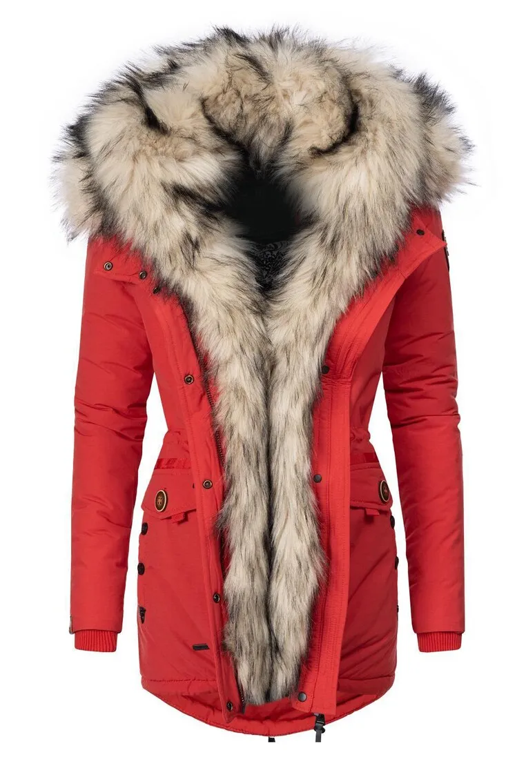 Ladies Winter Thicken Windproof Parka Beige