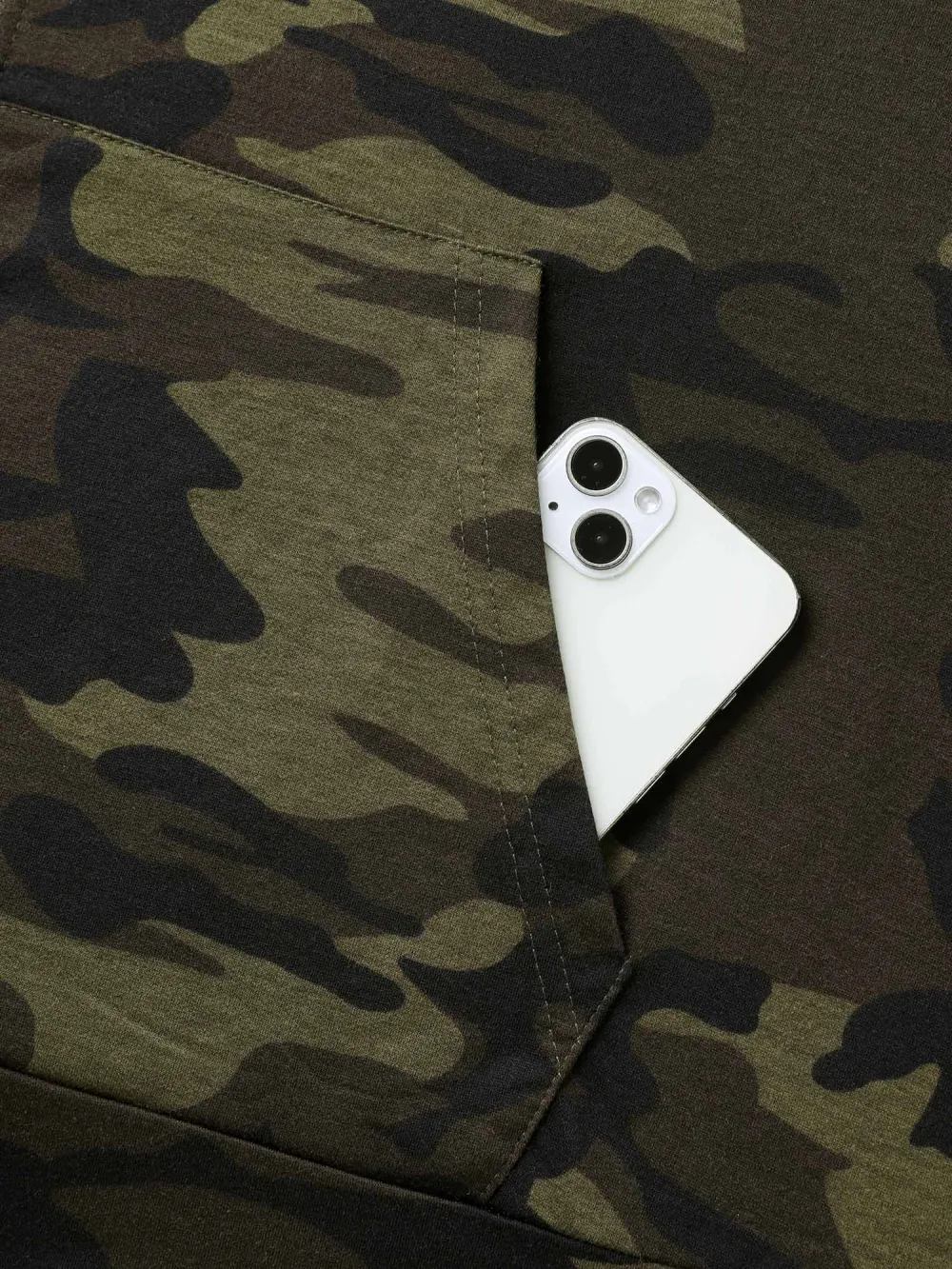 Camouflage Print Stretchy Zipper Hoodie