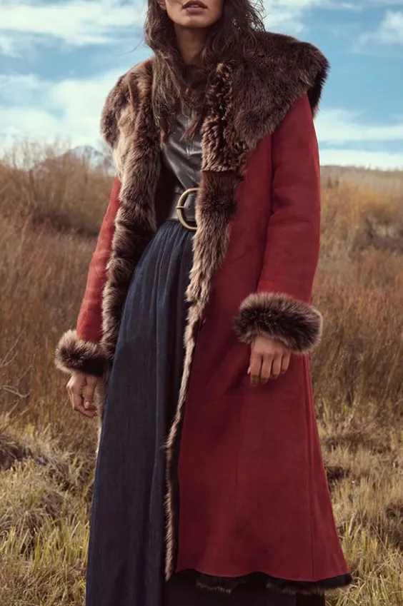 Donna Salyers' Fabulous Furs Women's Plus Size Faux Suede/Fur Full-Length Coat