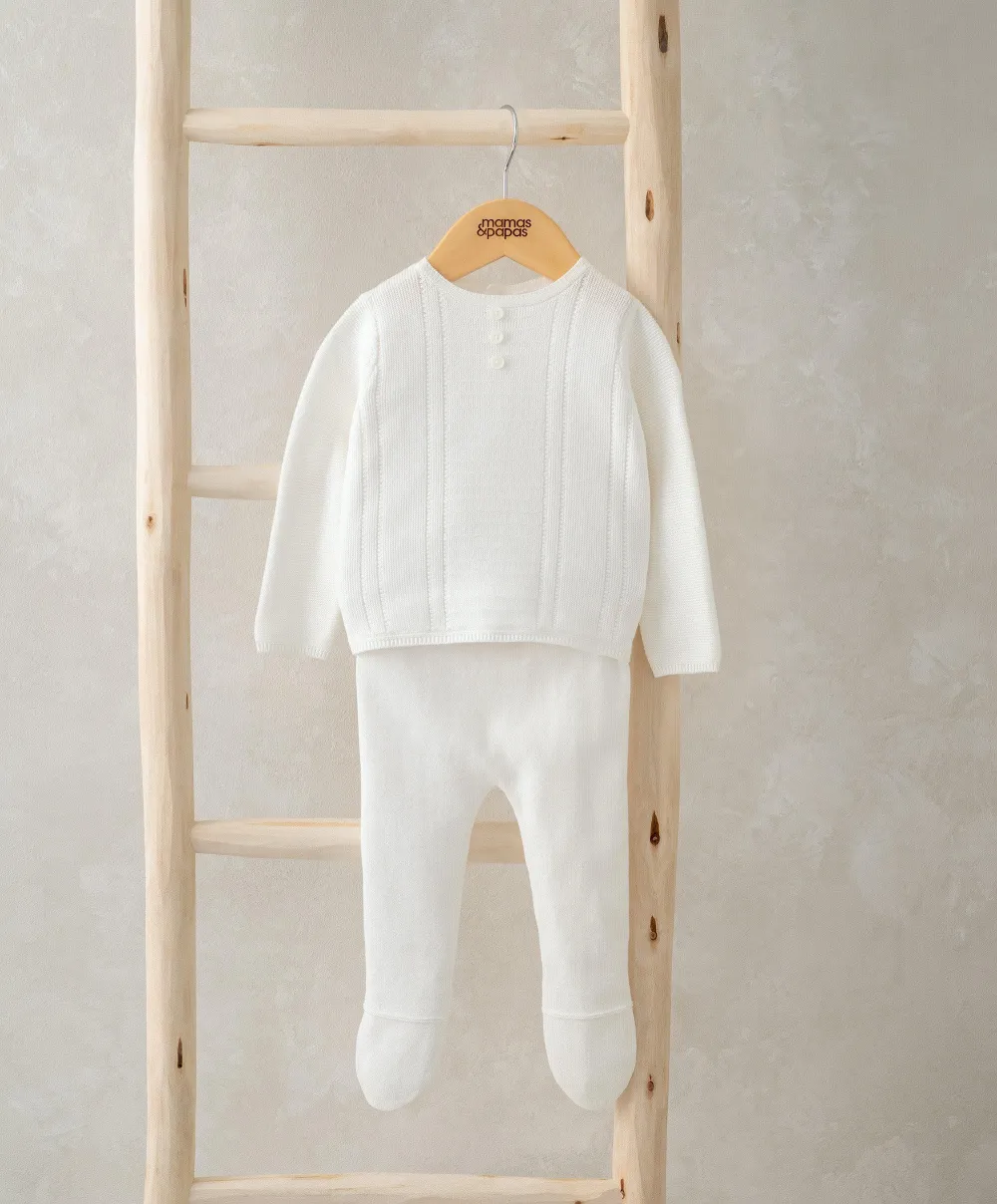 Knitted Cardigan & Leggings (2 Piece) - White