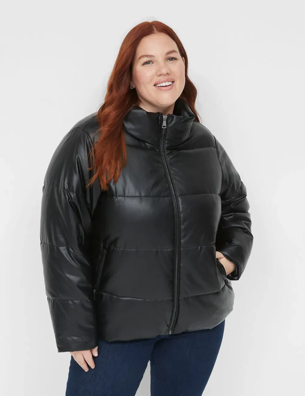 Faux-Leather Puffer