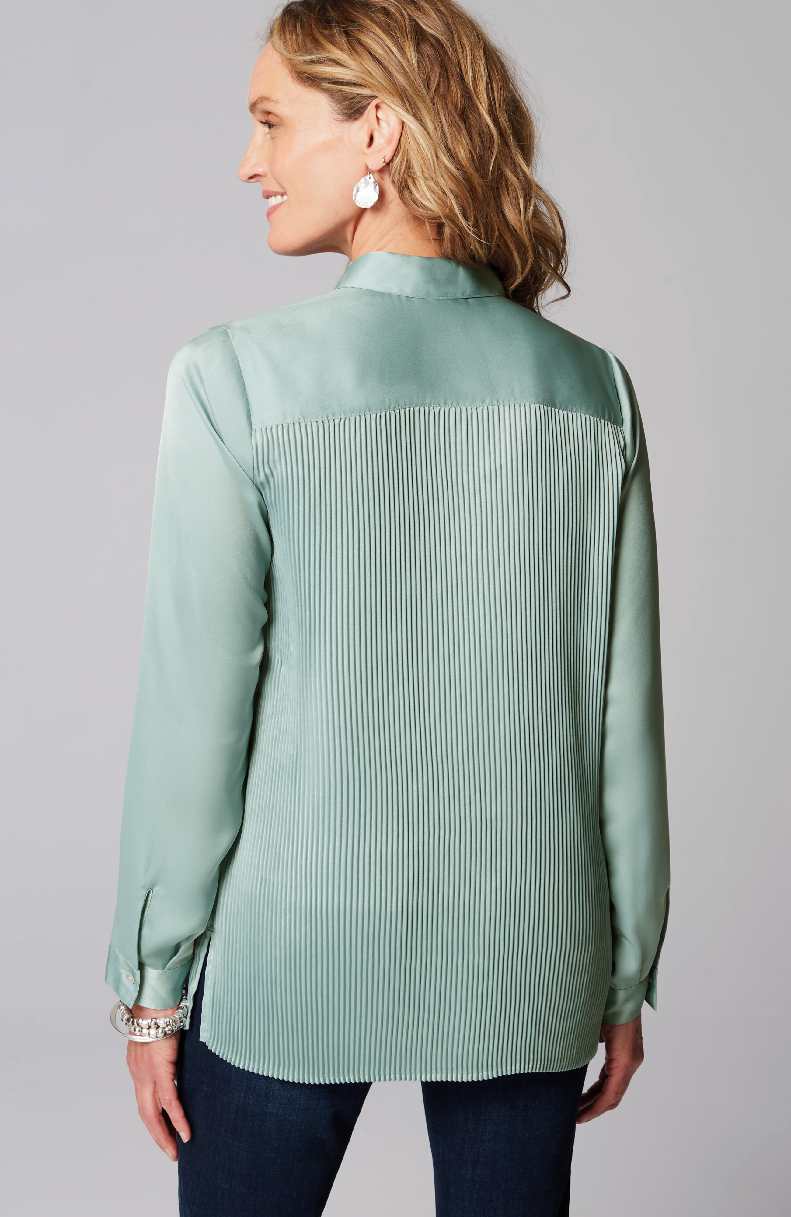 Pleated Satin Shirt