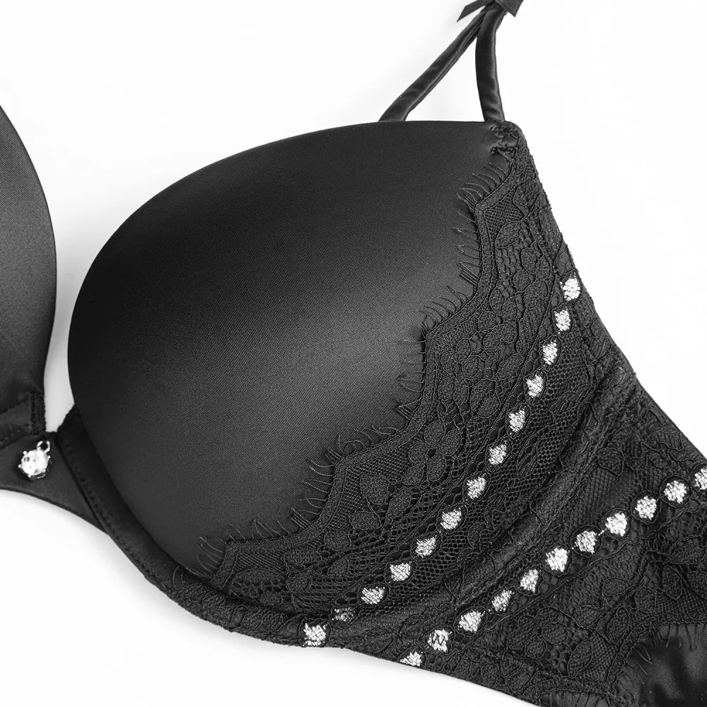 Women's Sexy Push Up Bra with Padded Underwire Smooth Lift Lace Add One Cup
