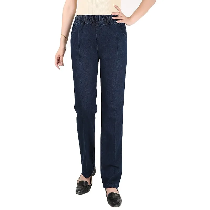 Women's Pants Trousers Jeans Elastic Waist Loose Jeans Classic Modern Regular Spring &  Fall Blue Dark Blue Light Blue