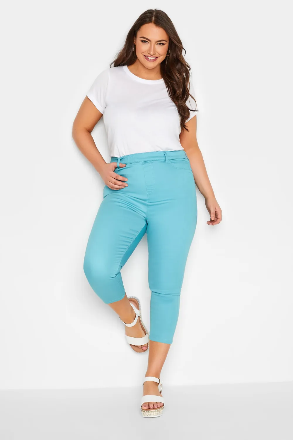 YOURS Curve Rose Pink Cropped Stretch GRACE Jeggings