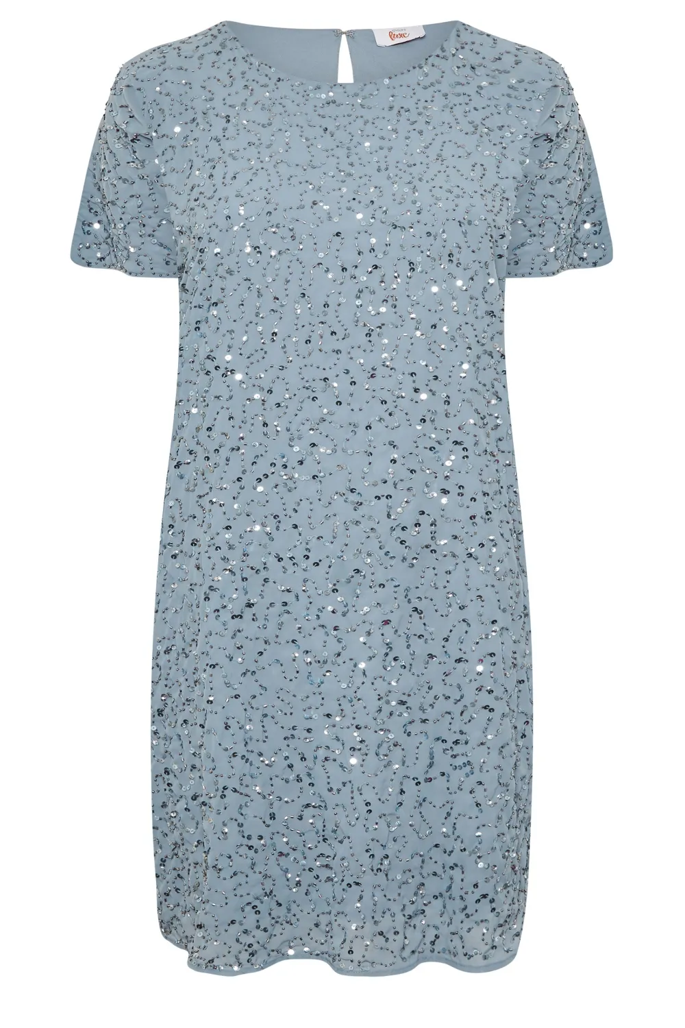 LUXE Curve Teal Green Sequin Hand Embellished Cape Dress