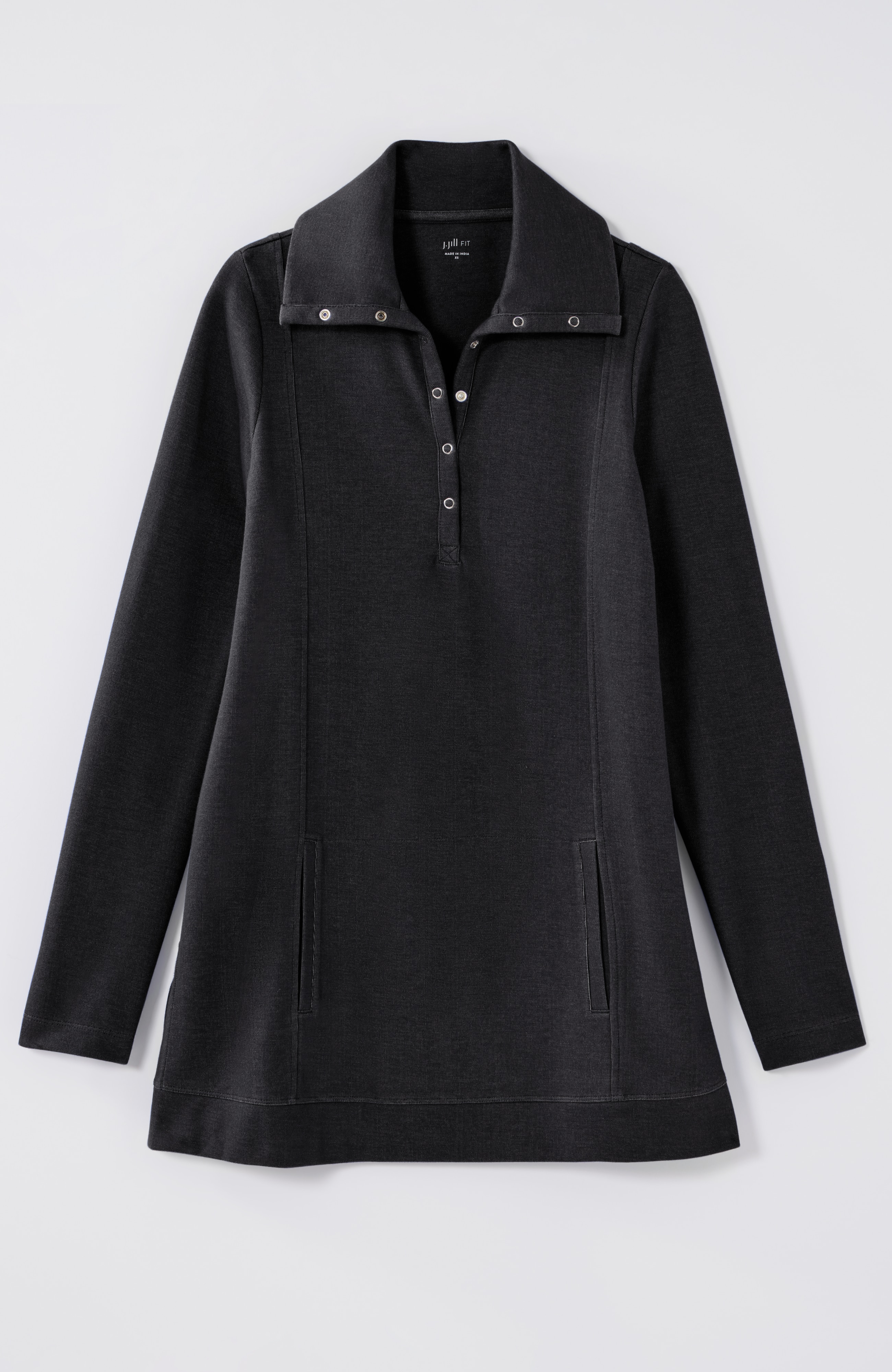 Fit Double-Knit Snap-Collared Tunic