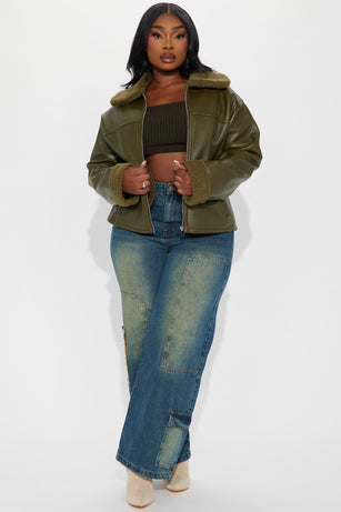 Downtown Girl Bomber Jacket - Olive