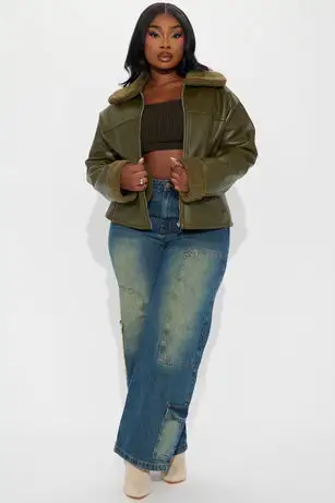 Downtown Girl Bomber Jacket - Olive