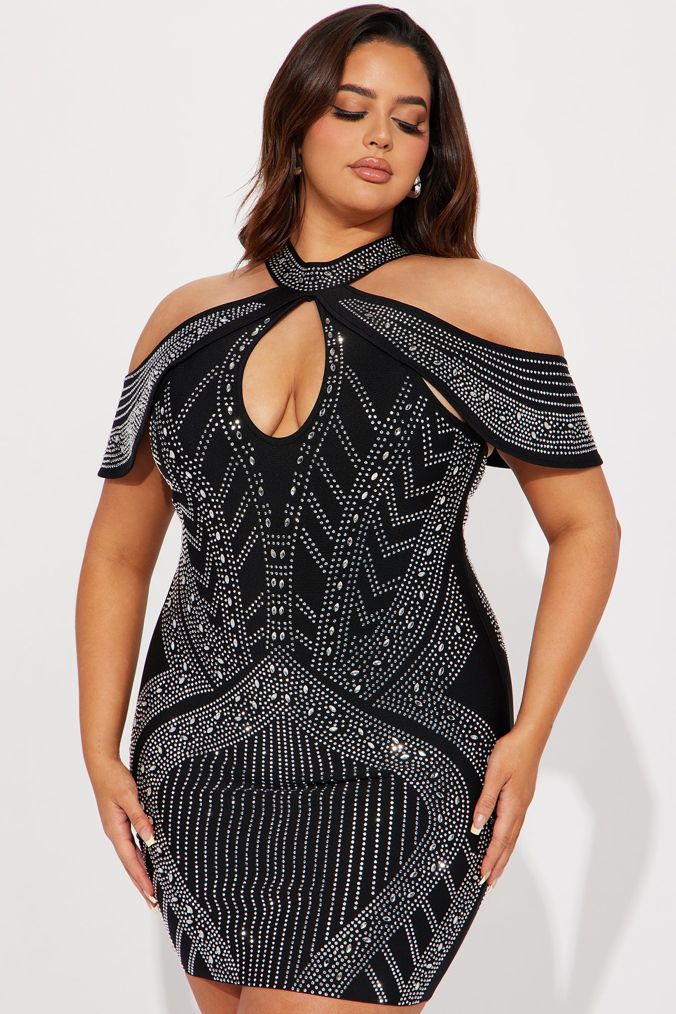 Kristy Embellished Mini Dress - Black/Silver