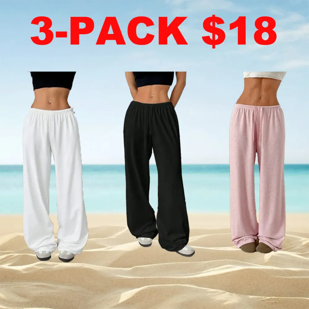 Solid Color Loose Fit Pants for Women