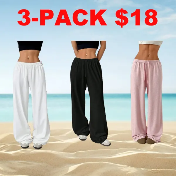 Solid Color Loose Fit Pants for Women