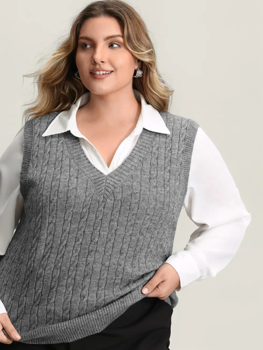 Textured V-Neck Sweater Vest