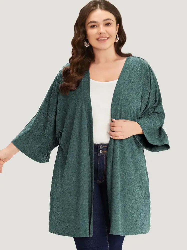Supersoft Essentials Plain Open Front Pocket Batwing Sleeve Kimono