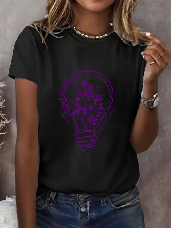 Alzheimer'S Awareness Print Casual T-Shirt
