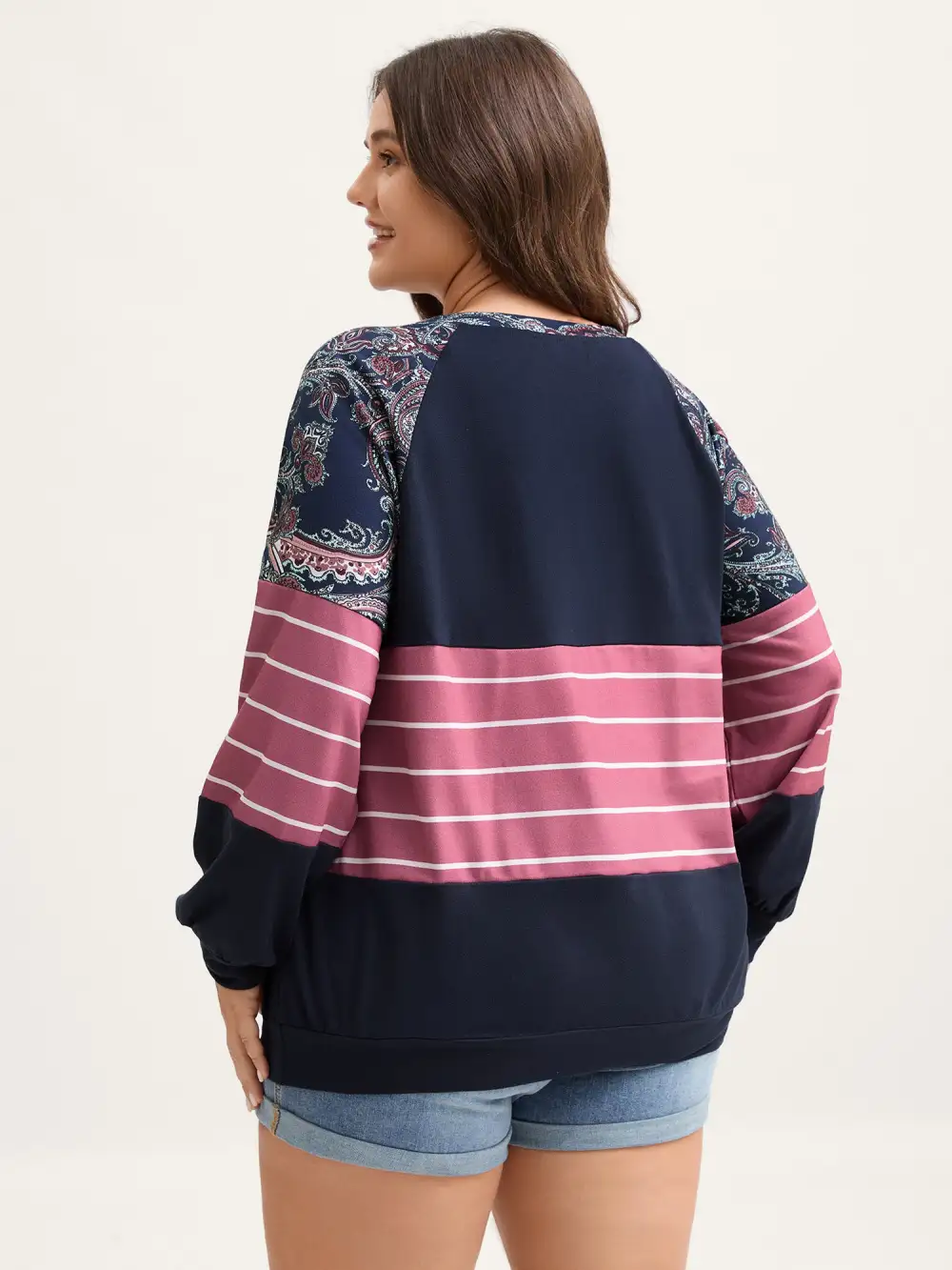 Supersoft Colorblock Paisley Print Sweatshirt