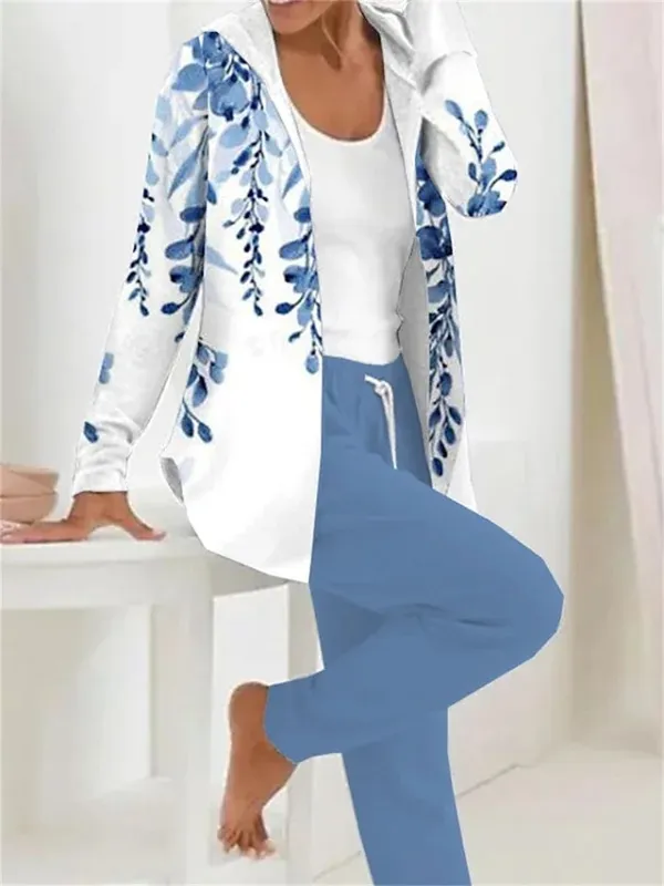 Women's Hoodie Tracksuit Pants Sets Print Outdoor Casual Active Daily Long Sleeve Hooded Black Fall & Winter