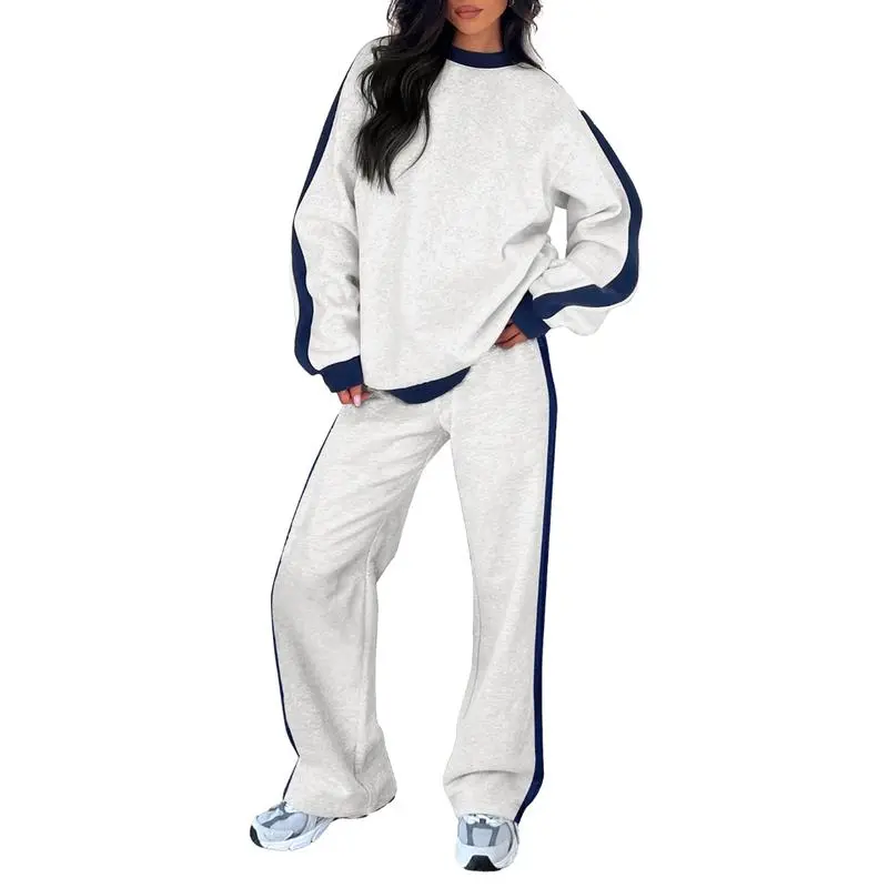 Women's 2-Piece Fleece Lounge Set – Cozy Crewneck Sweatshirt & Straight-Leg Sweatpants.