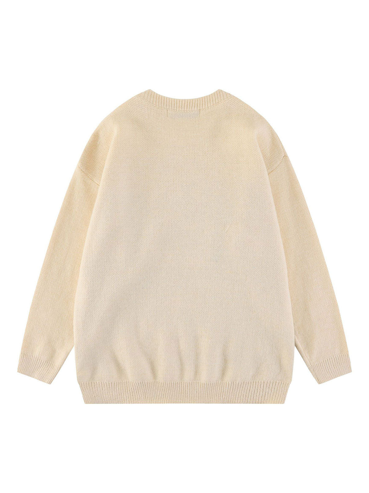 Retro Letters Jacquard Crew Neck Sweater