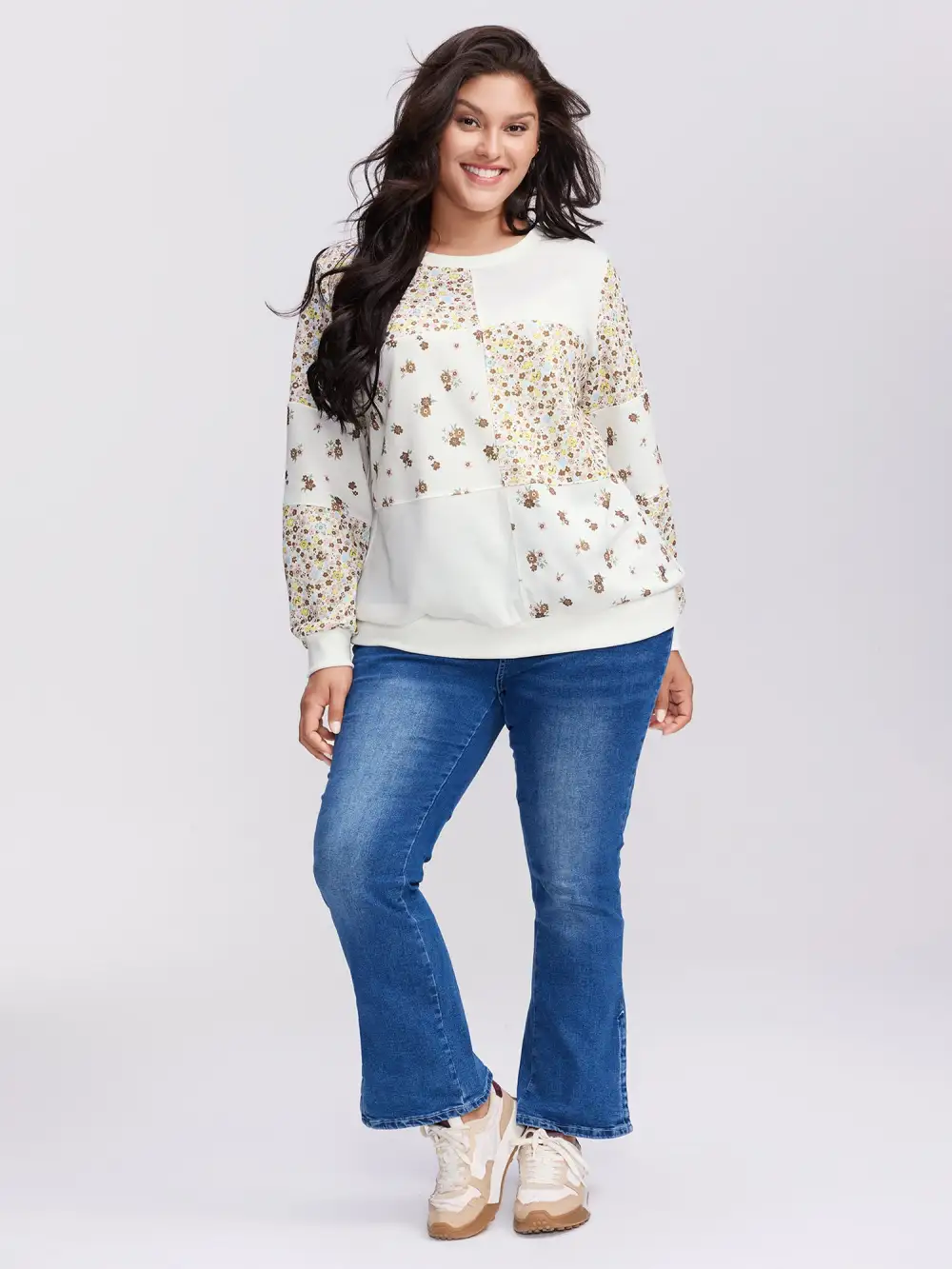 Floral Patchwork Pattern Sweatshirt