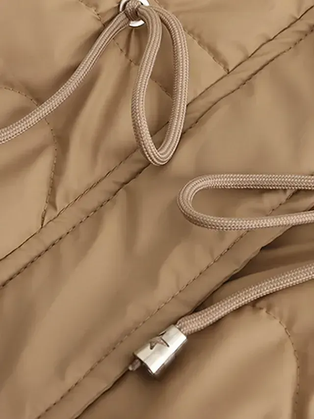 Women's Parka Puffer Jacket Winter Coat Thermal Warm Heated Coat with Removable Fur Collar Drawstring Zip up Hooded Coat Fall Outerwear with Pockets Classic Long Sleeve Light Blue Pink Black