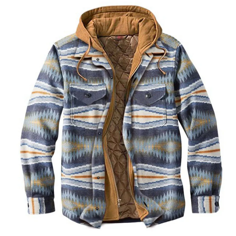 Retro Plaid Stitching Men's Outdoor Jacket