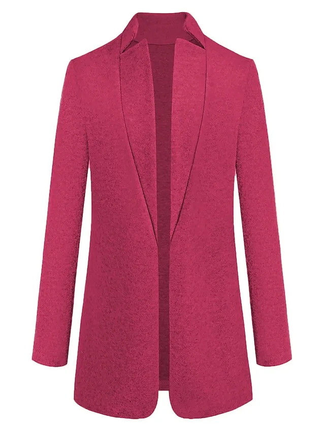 Women's Pea Coat Winter Coat Open Front Stand Collar Trench Coat Fall Warm Windproof Overcoat Christmas Jacket caramel colour