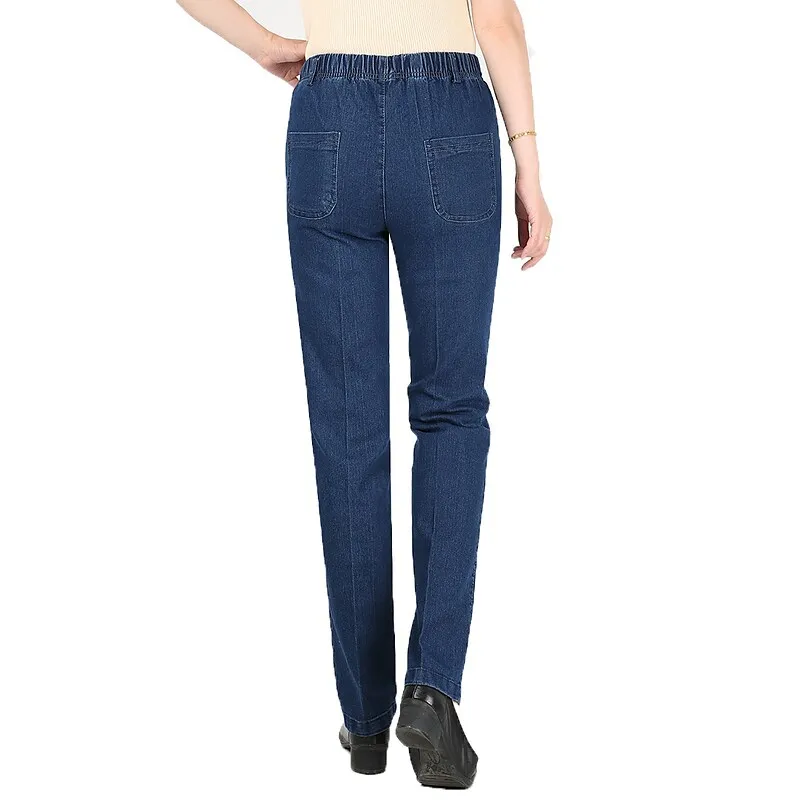 Women's Pants Trousers Jeans Elastic Waist Loose Jeans Classic Modern Regular Spring &  Fall Blue Dark Blue Light Blue