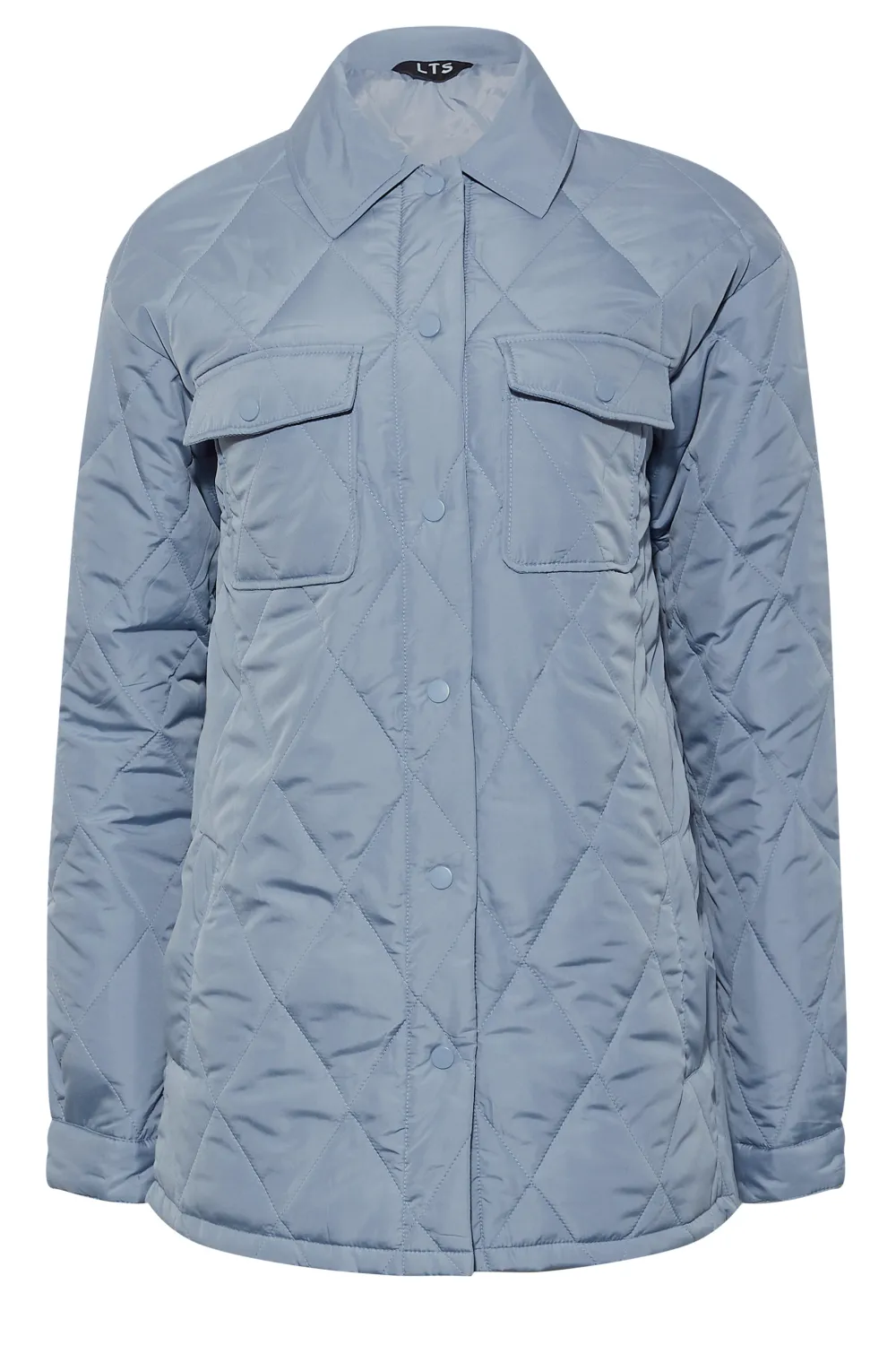 LTS Tall Blue Lightweight Diamond Quilted Shacket