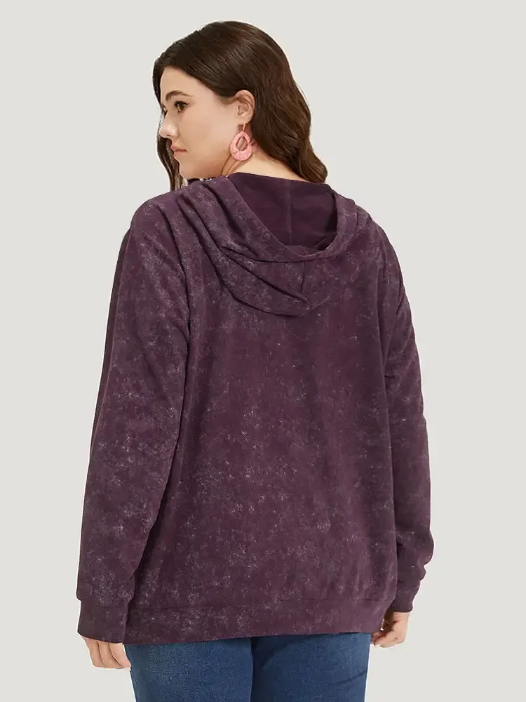 Hooded Ties Pocket Elastic Cuffs Sweatshirt