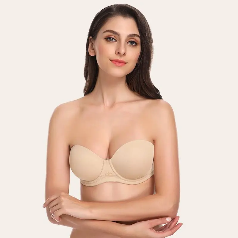 Full Figure Strapless Bra Multi-way Contour Bra T-Shirt Bra Molded Cup Plus Size