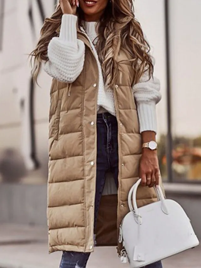 Women's Winter Jacket Vest Outdoor Street Daily Winter Fall Long Coat